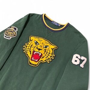 Vintage Polo Ralph Lauren Tiger Head Patch TL 67 Green Sweater Crewneck Small